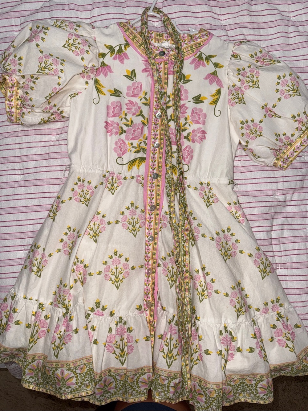 Floral Pink & White Girls' Party Dress